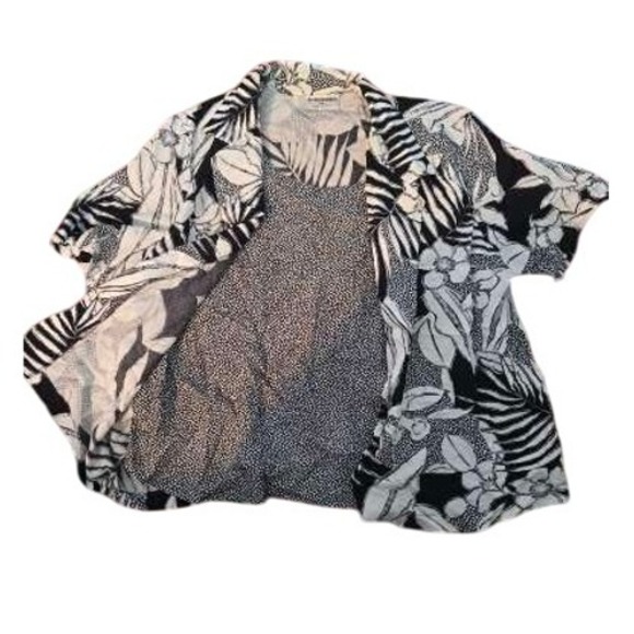 Alfred Dunner Floral Print Top Layering Cover Up Size 18 Black White - Picture 1 of 3